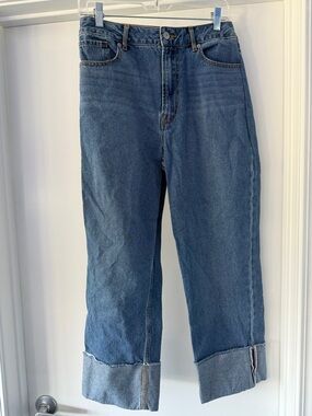 Forever 21 Blue Straight-Leg Cuffed Jeans